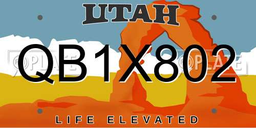 QB1X802 Utah License Plate