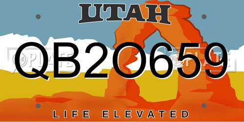QB2O659 Utah License Plate