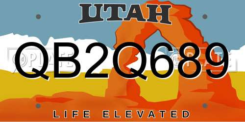 QB2Q689 Utah License Plate