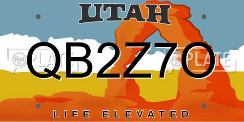QB2Z7O Utah License Plate