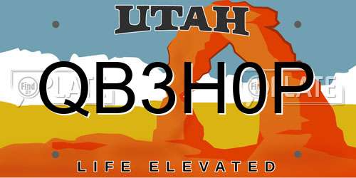 QB3H0P Utah License Plate