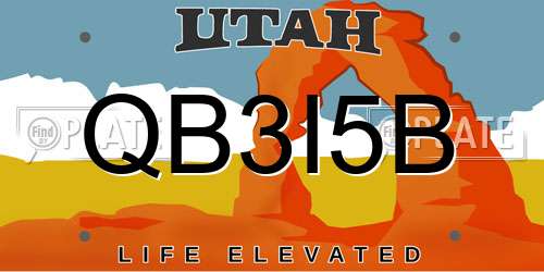 QB3I5B Utah License Plate
