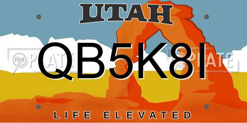 QB5K8I Utah License Plate