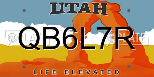 QB6L7R Utah License Plate