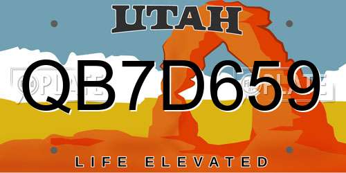 QB7D659 Utah License Plate