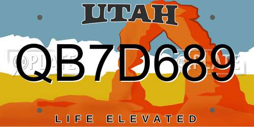 QB7D689 Utah License Plate