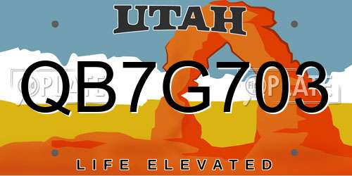 QB7G703 Utah License Plate