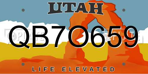 QB7O659 Utah License Plate