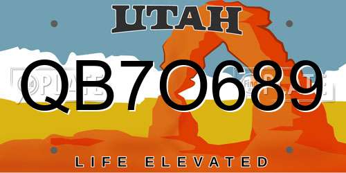 QB7O689 Utah License Plate