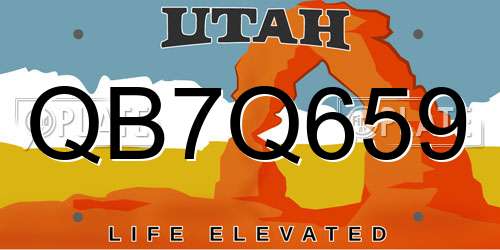 QB7Q659 Utah License Plate