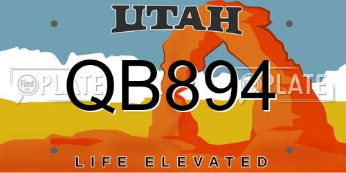 QB894 Utah License Plate