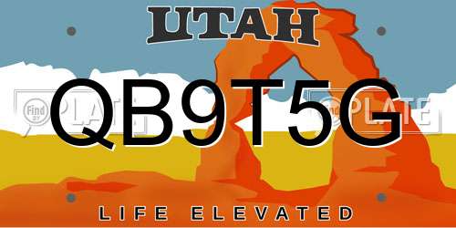 QB9T5G Utah License Plate