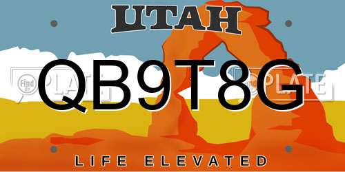 QB9T8G Utah License Plate
