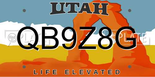 QB9Z8G Utah License Plate