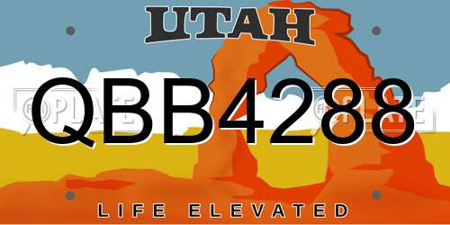 QBB4288 Utah License Plate