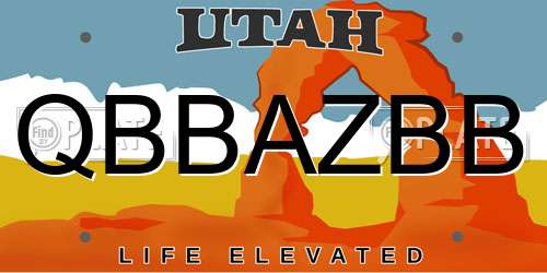 QBBAZBB Utah License Plate
