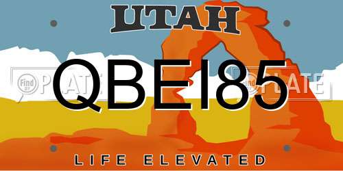 QBEI85 Utah License Plate