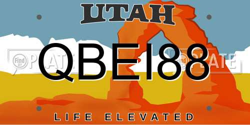 QBEI88 Utah License Plate