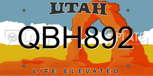 QBH892 Utah License Plate