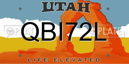 QBI72L Utah License Plate