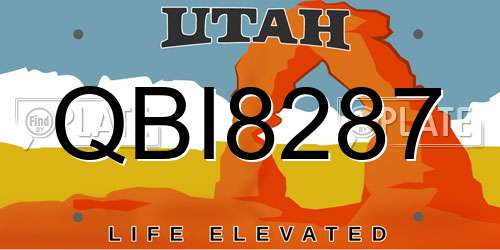 QBI8287 Utah License Plate