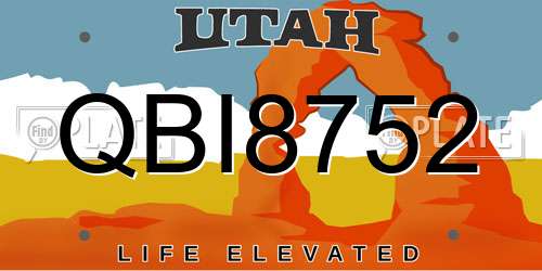 QBI8752 Utah License Plate