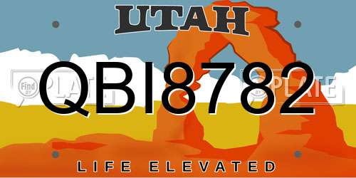QBI8782 Utah License Plate