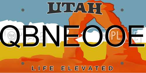 QBNEOOE Utah License Plate