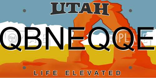QBNEQQE Utah License Plate