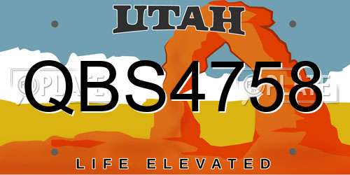 QBS4758 Utah License Plate