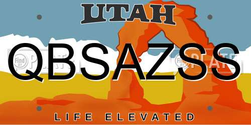 QBSAZSS Utah License Plate
