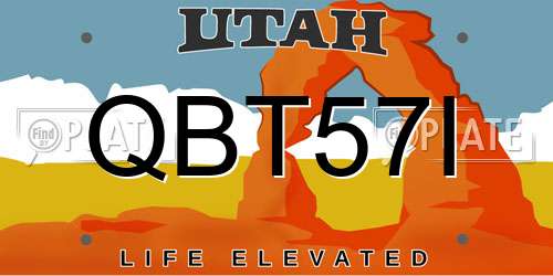 QBT57I Utah License Plate
