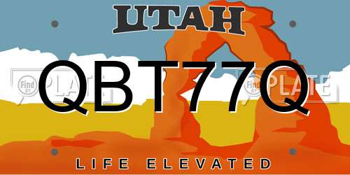 QBT77Q Utah License Plate