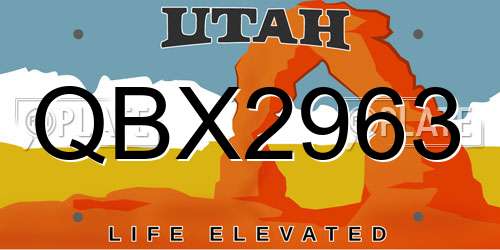 QBX2963 Utah License Plate