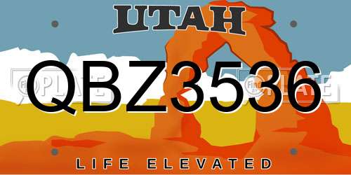 QBZ3536 Utah License Plate