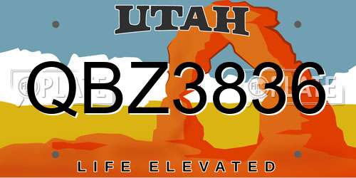 QBZ3836 Utah License Plate