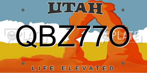 QBZ77O Utah License Plate