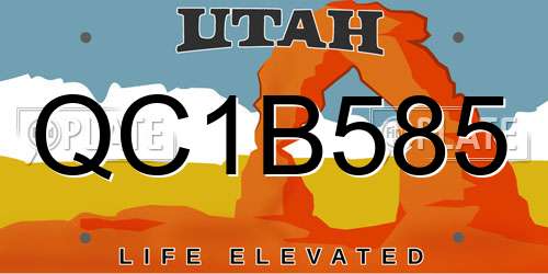 QC1B585 Utah License Plate