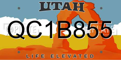 QC1B855 Utah License Plate