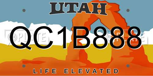 QC1B888 Utah License Plate