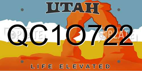 QC1O722 Utah License Plate