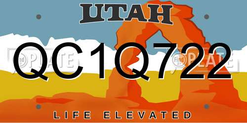 QC1Q722 Utah License Plate