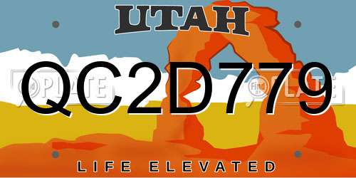 QC2D779 Utah License Plate