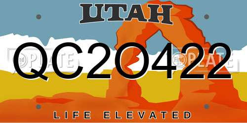 QC2O422 Utah License Plate