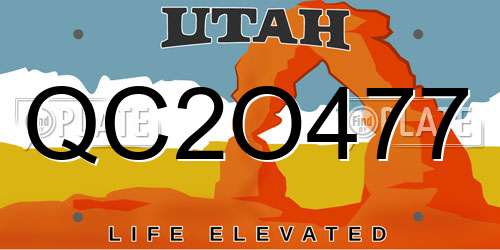 QC2O477 Utah License Plate