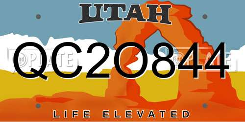 QC2O844 Utah License Plate