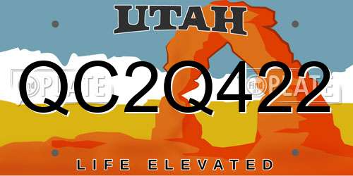 QC2Q422 Utah License Plate