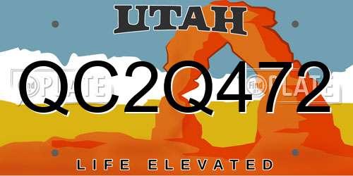 QC2Q472 Utah License Plate