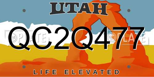QC2Q477 Utah License Plate