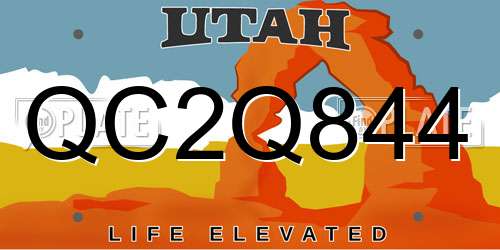 QC2Q844 Utah License Plate